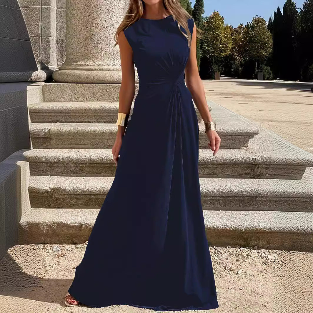 Elegantes Langkleid mit Langen Ärmeln, Revers und Unifarbenem V-Ausschnitt für Damen