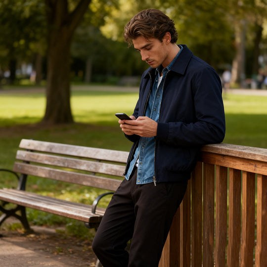 Herren Harrington-Jacke mit Reißverschluss, leicht gefüttert und Rippbündchen Shop Nory