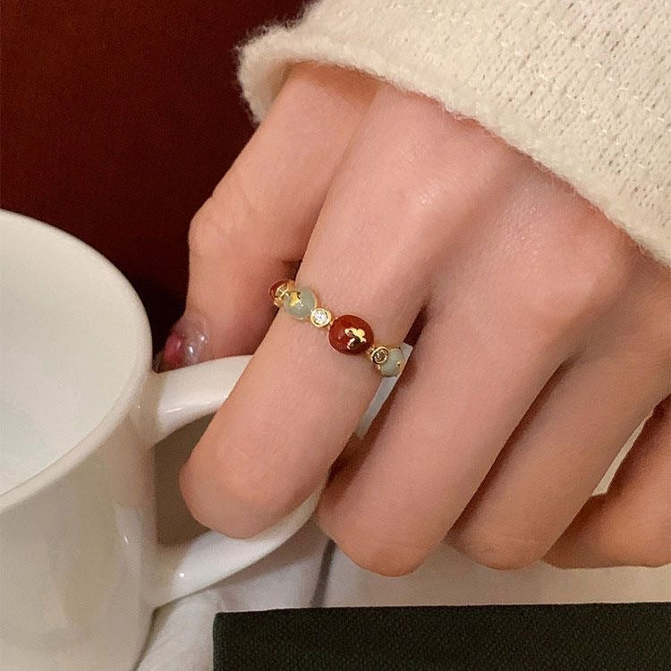Damen Ring mit bunten Halbedelsteinen und funkelnden Zirkonia Shop Nory