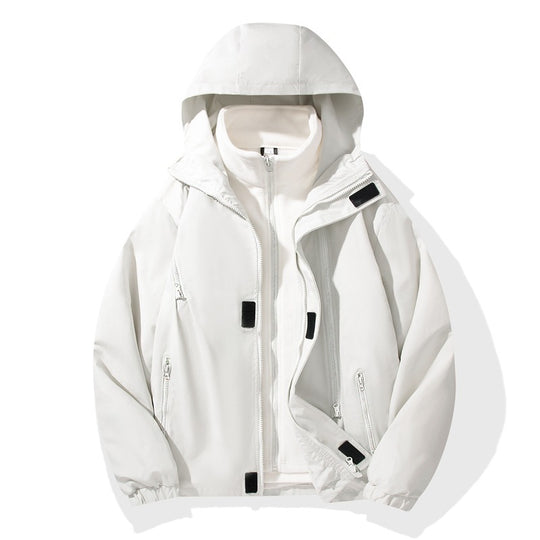 Herren Zweiteilige Hybrid-Kapuzenjacke mit integrierter Fleece-Innenlage und verdeckten Reißverschlüssen Shop Nory
