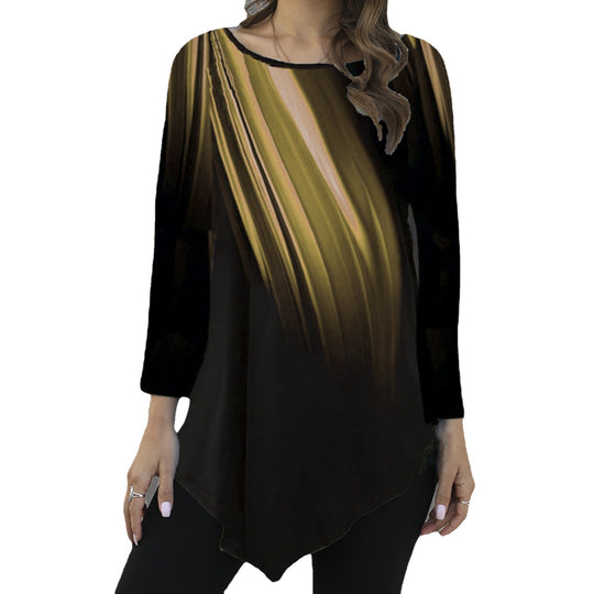 Damen Asymmetrische Tunika mit Zipfelsaum und abstraktem Verlaufprint Shop Nory