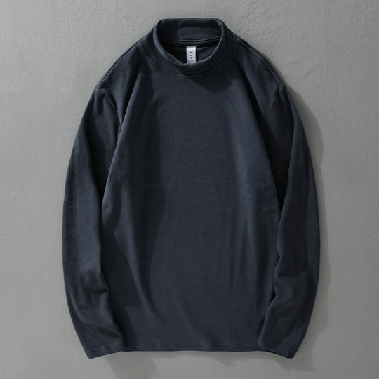 Herren Langärmeliges Feines Baumwollshirt mit Stehkragen und Relaxed-Fit Shop Nory