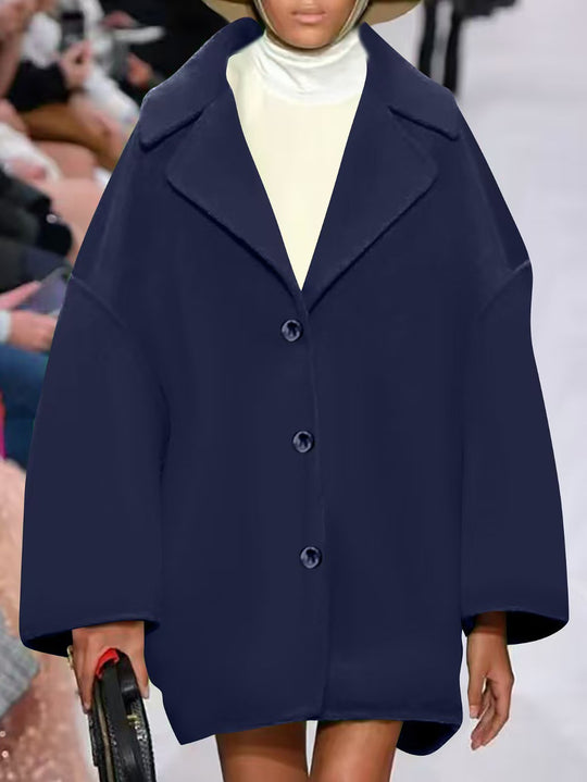 Damen Oversize-Kurzmantel mit weitem Revers und Knopfverschluss Shop Nory