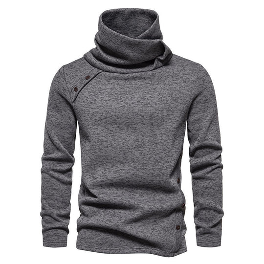 Herren modisches Kapuzenpullover mit asymmetrischem Design und Knopfdetails