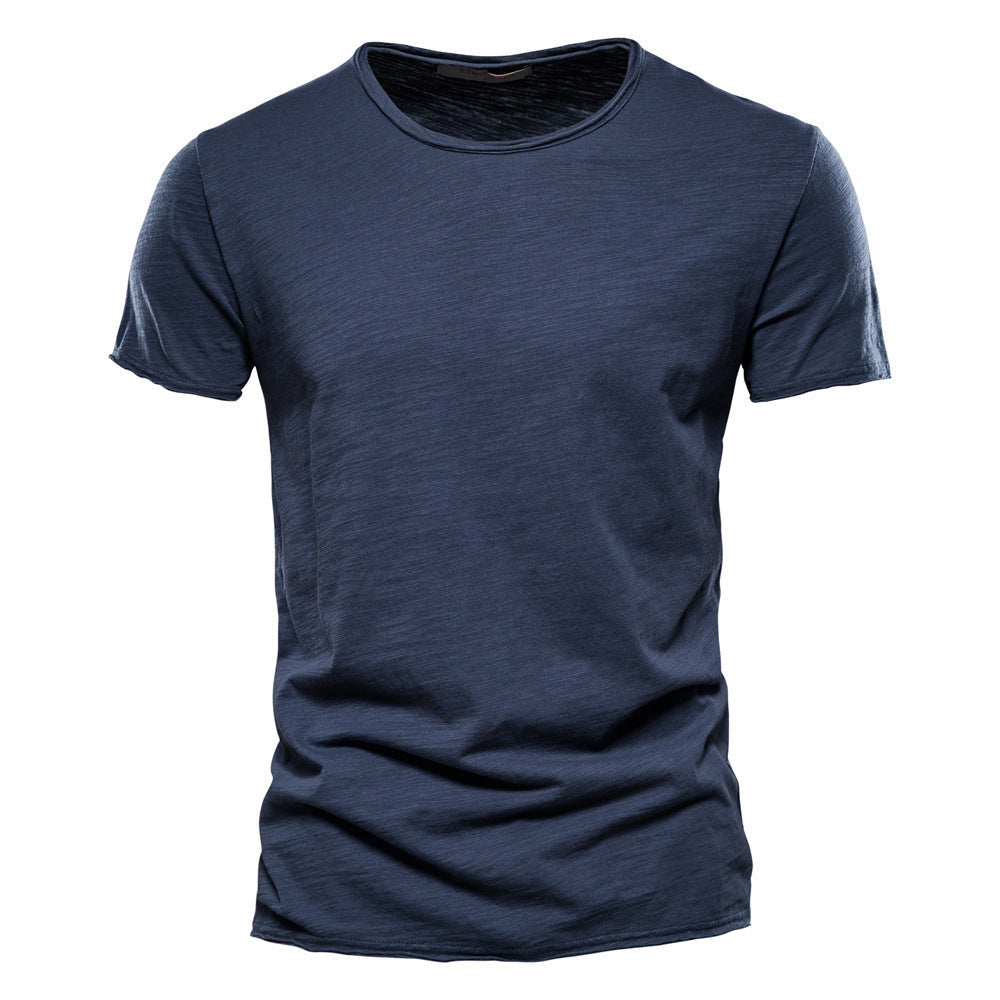 Herren nan leichtes Baumwollshirt mit Rundhalsausschnitt und schlanker Passform