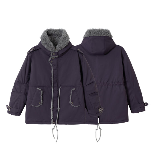 Damen Kurzparka mit Teddyfutter, Tunnelzug und Schnallenärmeln Shop Nory