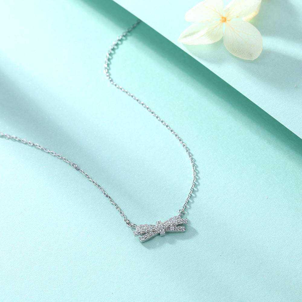 Damen Halskette mit Schleifendetail aus funkelnden Kristallen Shop Nory