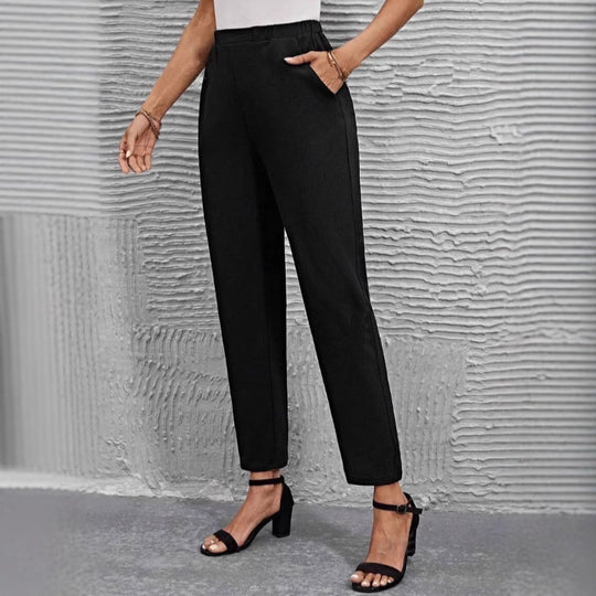 Damen nan hochgeschnittene konisch geschnittene Business-Hose mit elastischem Bund und seitlichen Eingrifftaschen Shop Nory