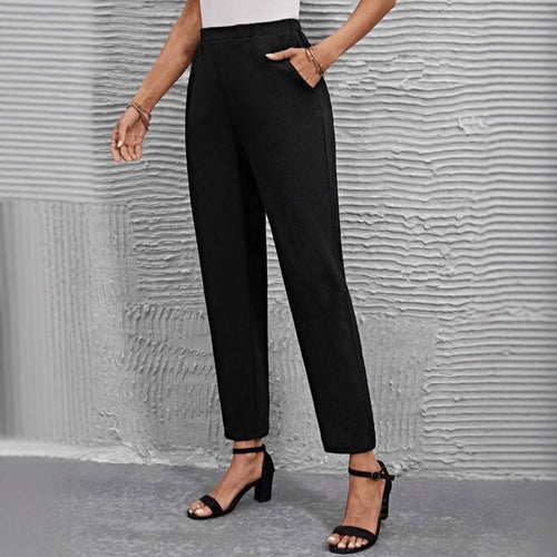 Damen nan hochgeschnittene konisch geschnittene Business-Hose mit elastischem Bund und seitlichen Eingrifftaschen Shop Nory