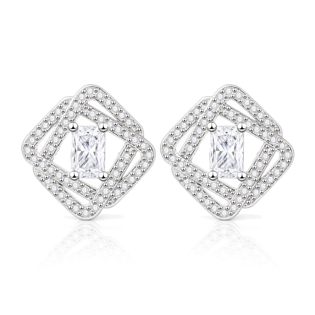 Damen Ohrstecker mit elegantem, geometrischem Design und glitzerndem Zirkonia-Besatz Shop Nory