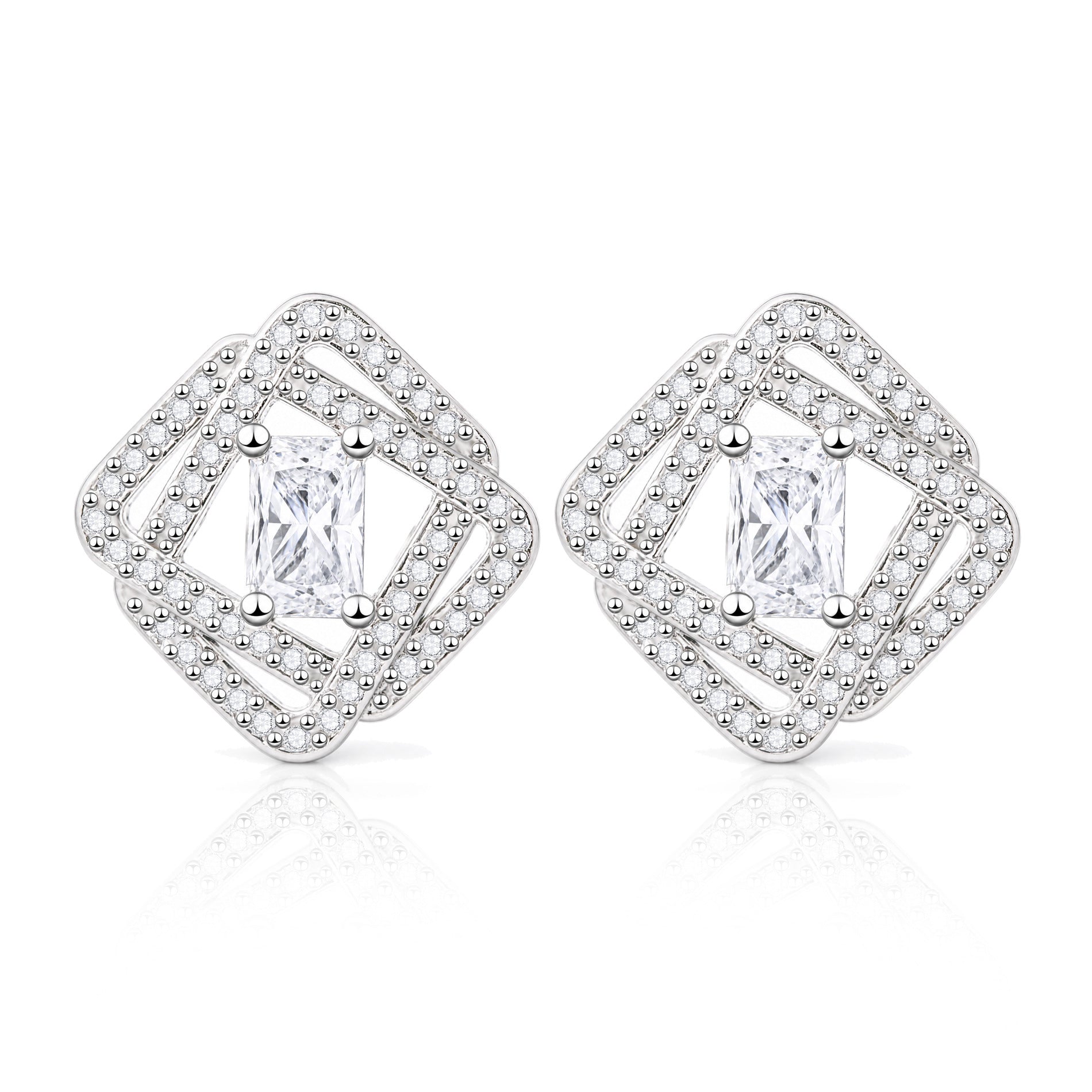 Damen Ohrstecker mit elegantem, geometrischem Design und glitzerndem Zirkonia-Besatz Shop Nory