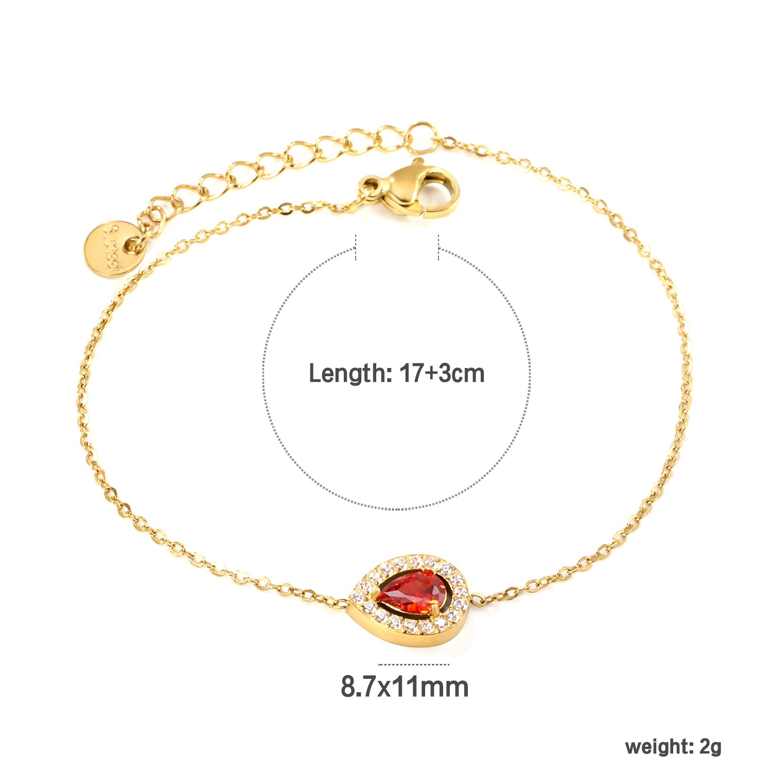 Damen zartes Armband mit funkelndem Kristallanhänger und verstellbarem Verschluss Shop Nory
