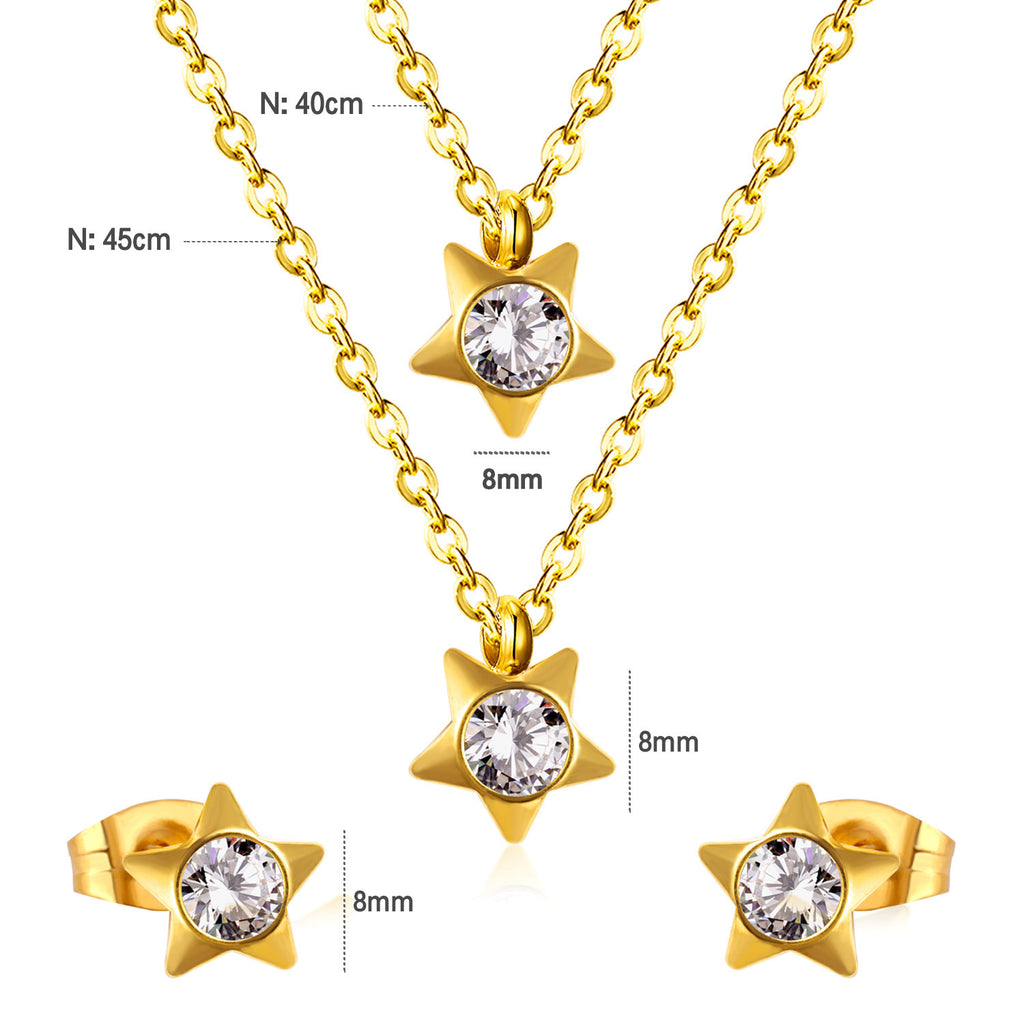 Damen Schmuckset mit funkelnden Stern-Anhängern Shop Nory