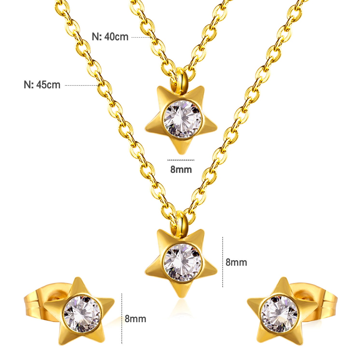 Damen Schmuckset mit funkelnden Stern-Anhängern Shop Nory
