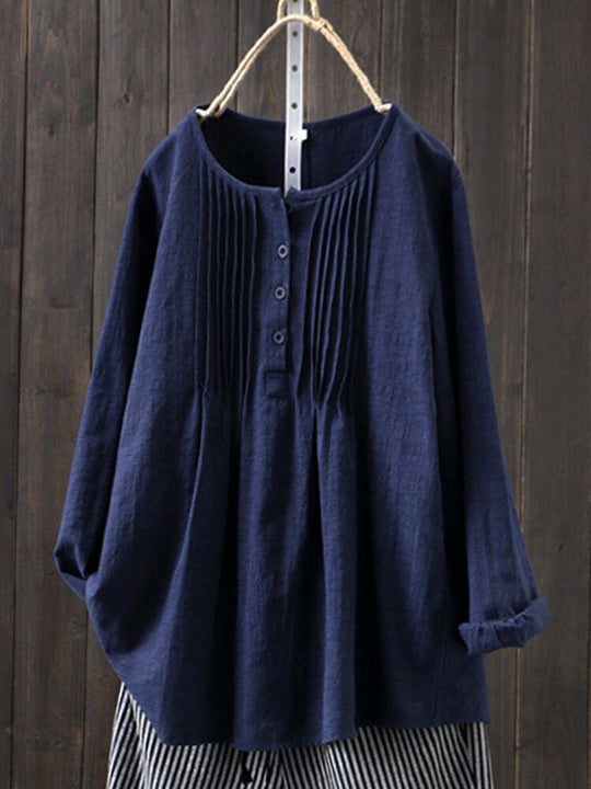 Damen Bluse mit Falten und Knopfleiste Shopnory