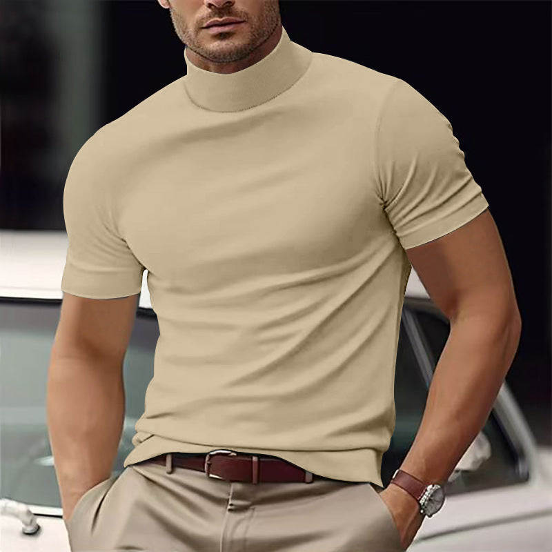 Herren Kurzarm Turtleneck T-Shirt