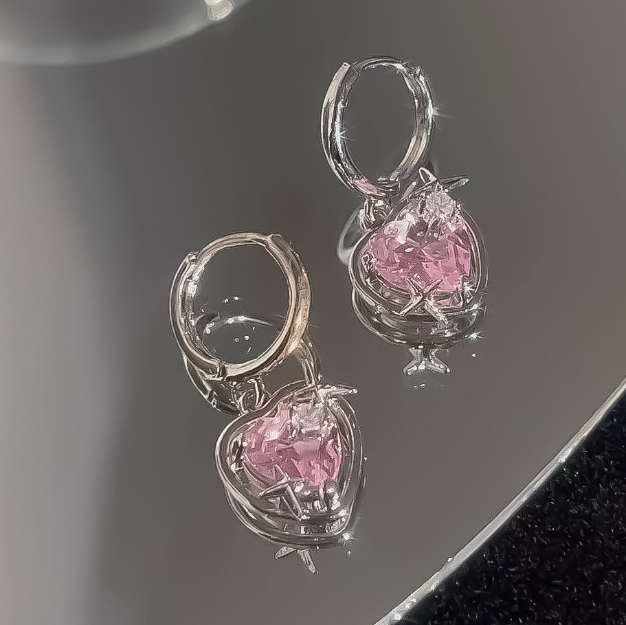 Damen-Ohrhänger mit funkelnden herzförmigen Zirkonia-Anhängern Shop Nory