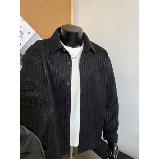Herren Texturierte Overshirt‑Hemdjacke aus Strick mit Kentkragen Shop Nory