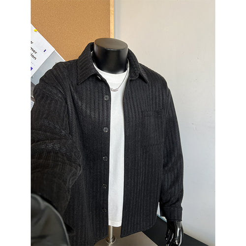 Herren Texturierte Overshirt‑Hemdjacke aus Strick mit Kentkragen Shop Nory