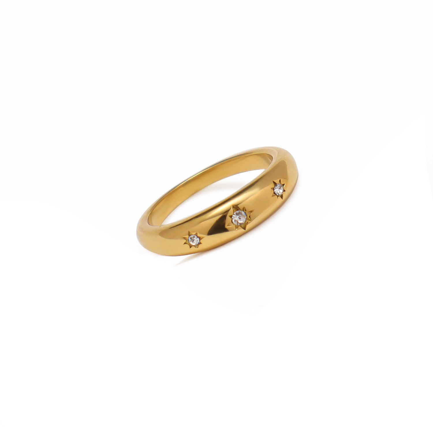 Damen Goldring mit funkelnden Sternen und klaren Kristallen Shop Nory