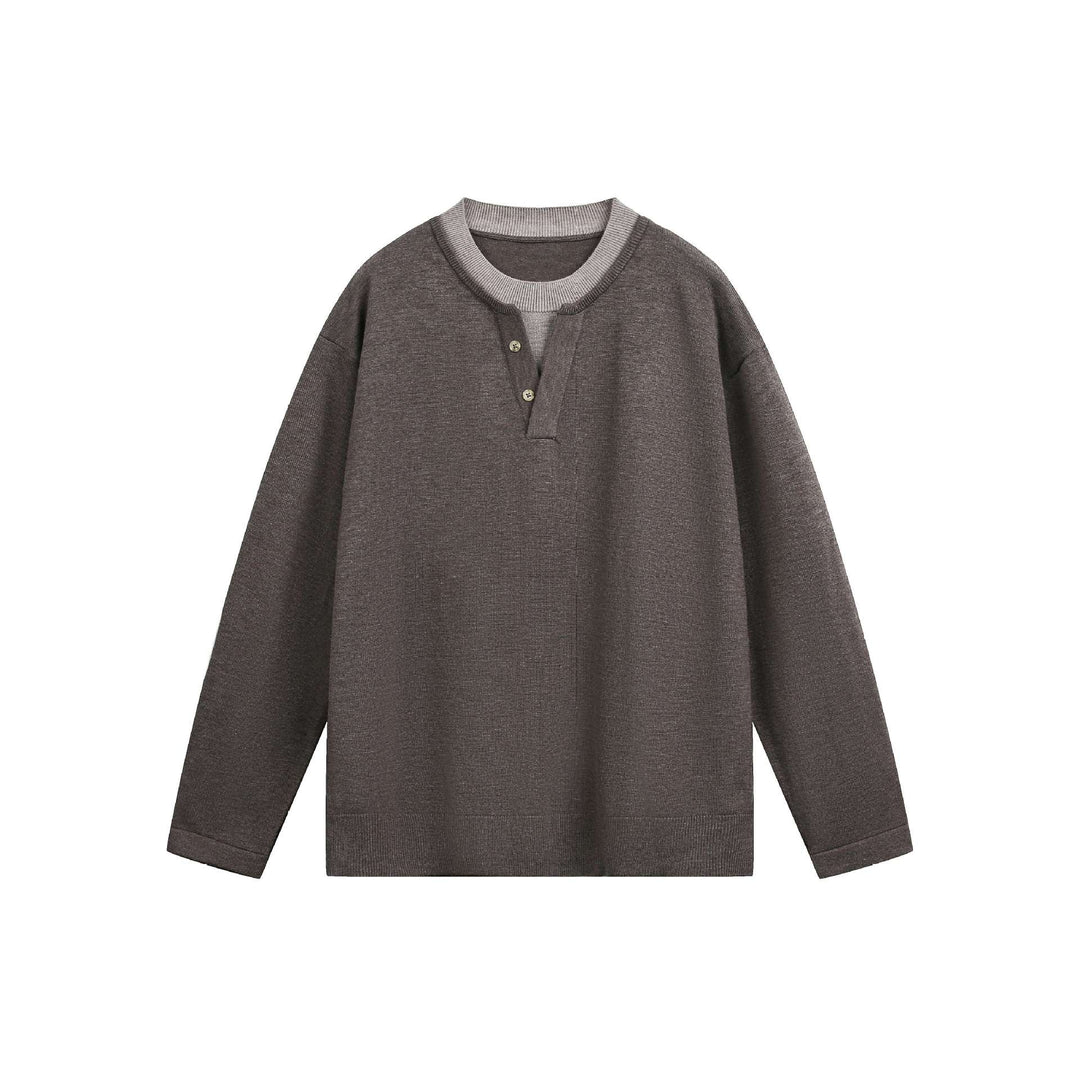 Unisex Lässiges Oversize‑Sweatshirt mit Henley‑Knopfleiste und geripptem Layer‑Kragen Shop Nory