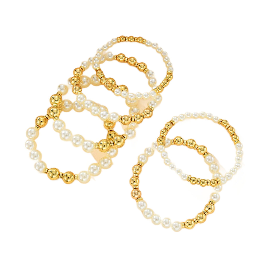 Damen Perlenarmband-Set mit goldenen Akzenten Shop Nory