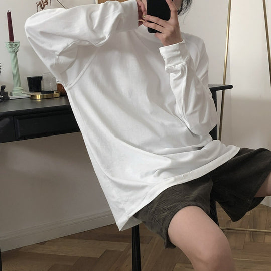 Damen Lockeres Langarmshirt im Oversize-Schnitt mit extra langem Saum und überschnittener Schulter Shop Nory