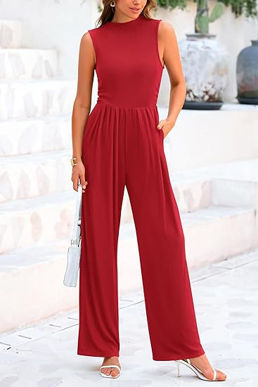 Damen eleganter Jumpsuit mit weitem Bein und taillierter Silhouette Shopnory