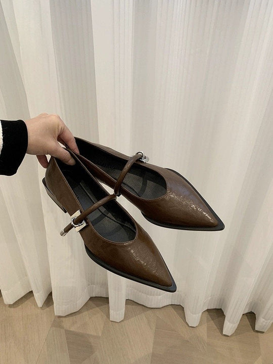 Damen elegante Ballerinas mit zeitgemäßem Riemchen und spitzem Design