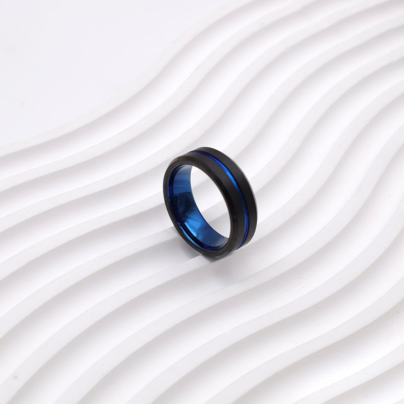 Herren Moderner Ring mit blauer Akzentlinie Shop Nory
