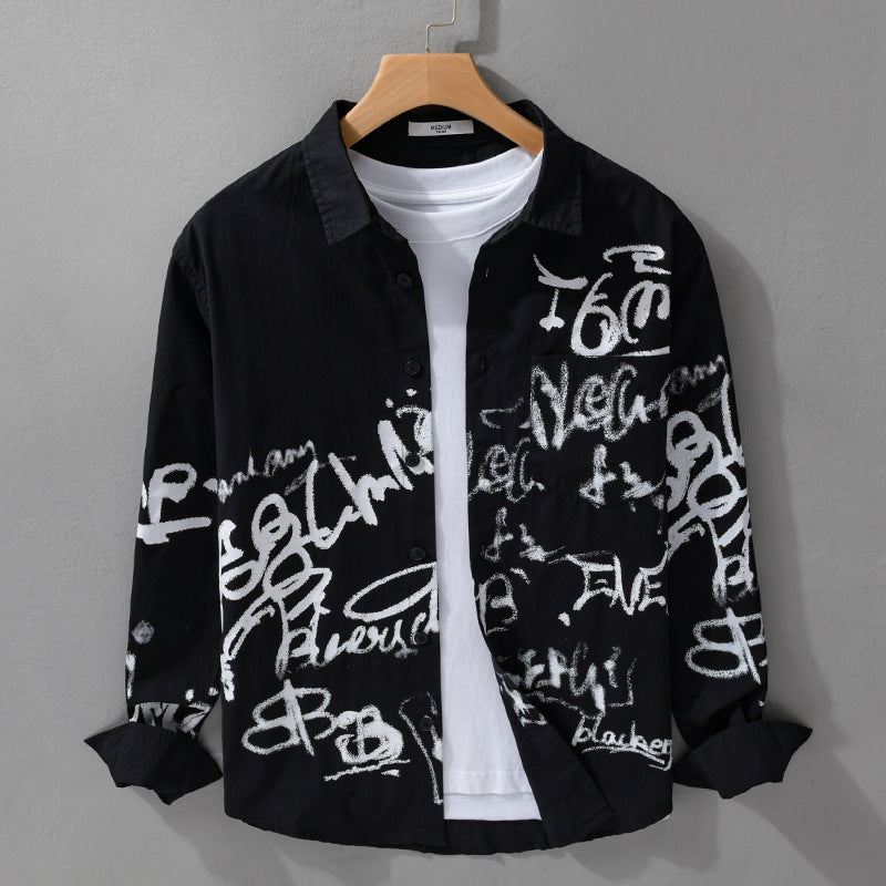 Herren Lässiges Overshirt mit grafischem Scribble-Print und Brusttasche Shop Nory