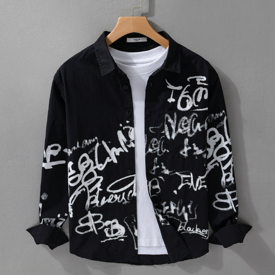 Herren Lässiges Overshirt mit grafischem Scribble-Print und Brusttasche Shop Nory