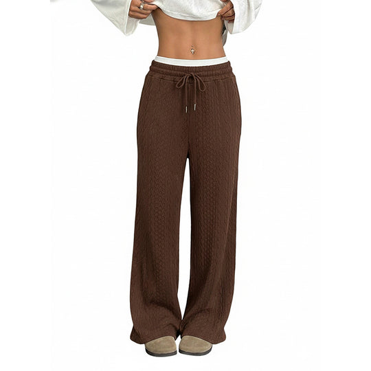 Damen Weiche Strick-Loungehose mit weitem Bein Shop Nory