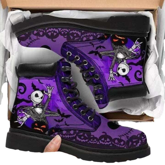 Damen Schnürstiefeletten mit kreativem Totenkopf-Design und robustem Profilsohle