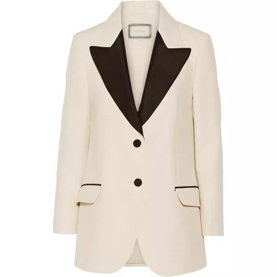 Damen Smokingsakko im Tailoring mit spitzem Schalkragen und kontrastiertem Reversbesatz Shop Nory