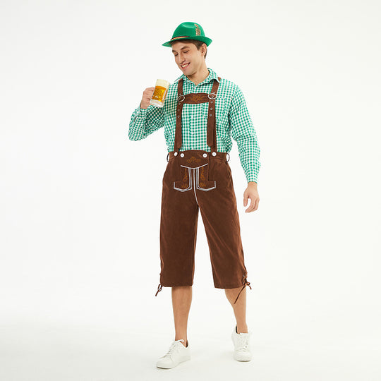 Herren nan knielange Trachten-Latzhose mit verstellbaren Trägern und dekorativer Stickerei Shop Nory