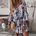 Damen Sommerkleid mit romantischem Blumenmuster und schwingendem Saum