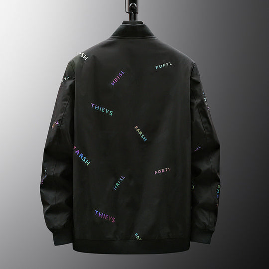 Herren Modische Bomberjacke mit Schriftzügen Shop Nory