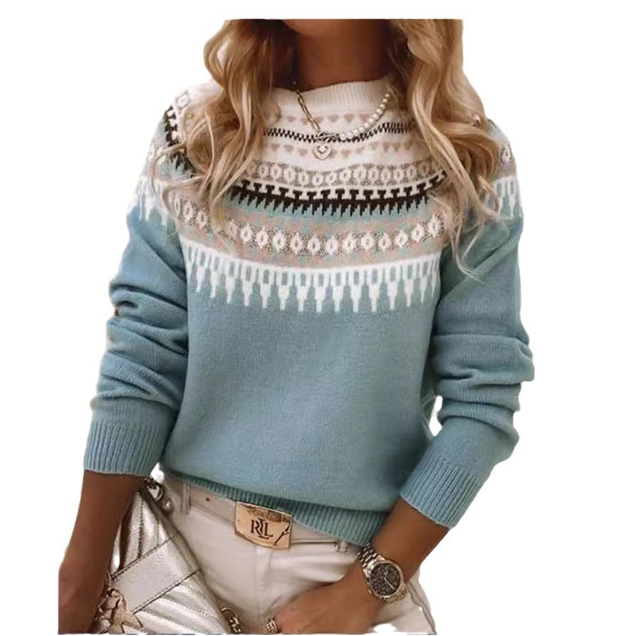 Damen nan Norwegerpullover aus Wollmix mit Rundhalsausschnitt und traditionellem Fair-Isle-Yoke Shop Nory