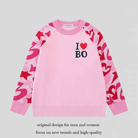 Damen Strickpullover mit Raglanärmeln, Statement-Jacquardärmeln und geripptem Saum Shop Nory
