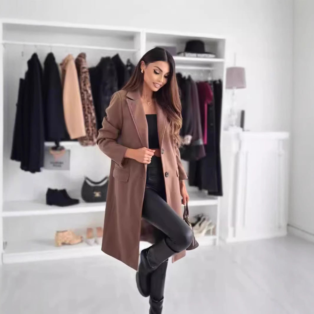 Damen Maßgeschneiderter Knielanger Einreiher Langmantel Shop Nory
