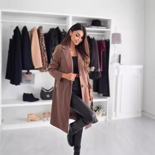 Damen Maßgeschneiderter Knielanger Einreiher Langmantel Shop Nory