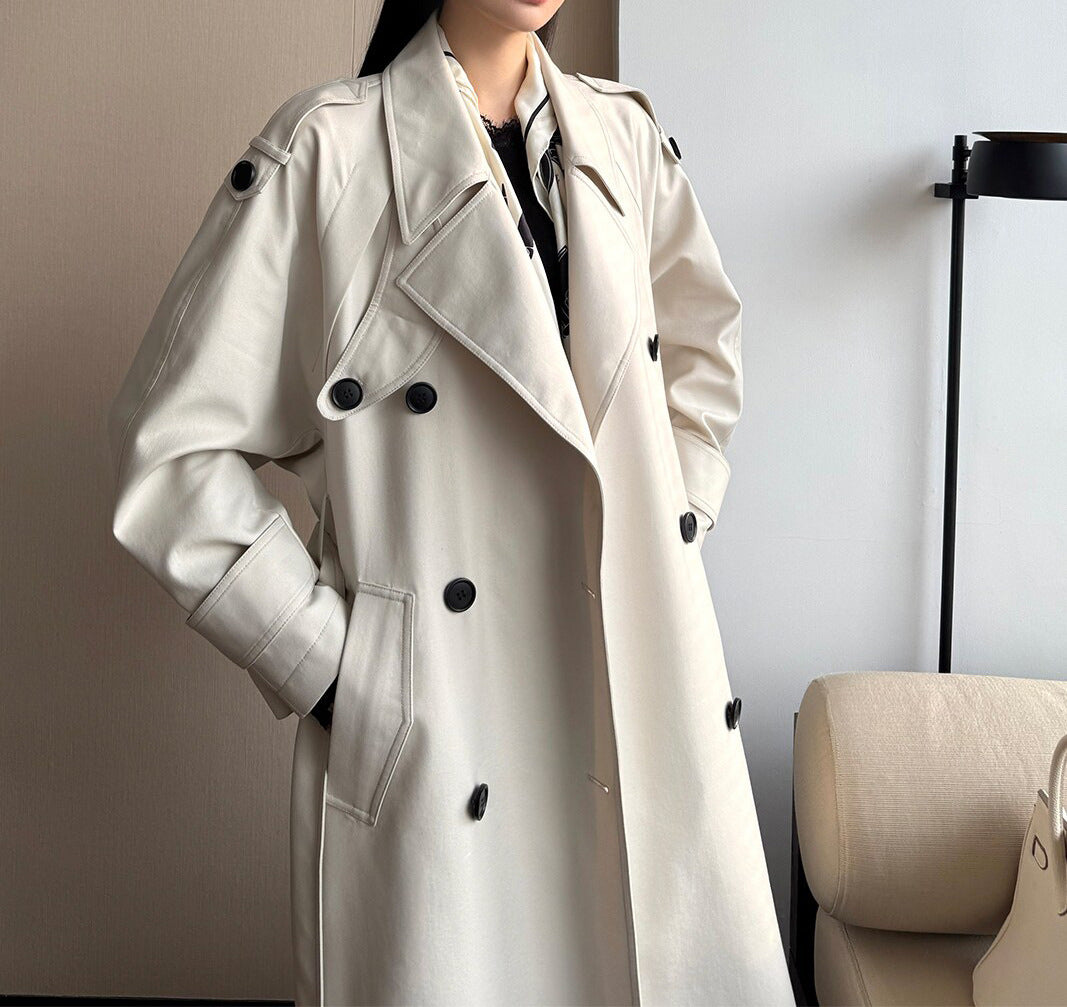 Damen modischer Trenchcoat mit doppelter Knopfleiste Shop Nory