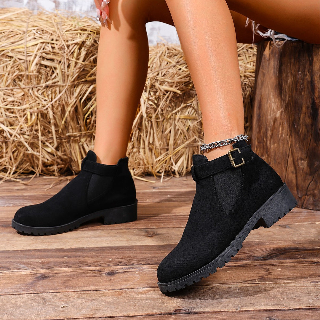 Damen Chelsea-Ankleboot mit elastischem Einsatz und Zier-Schnallenriemen Shop Nory