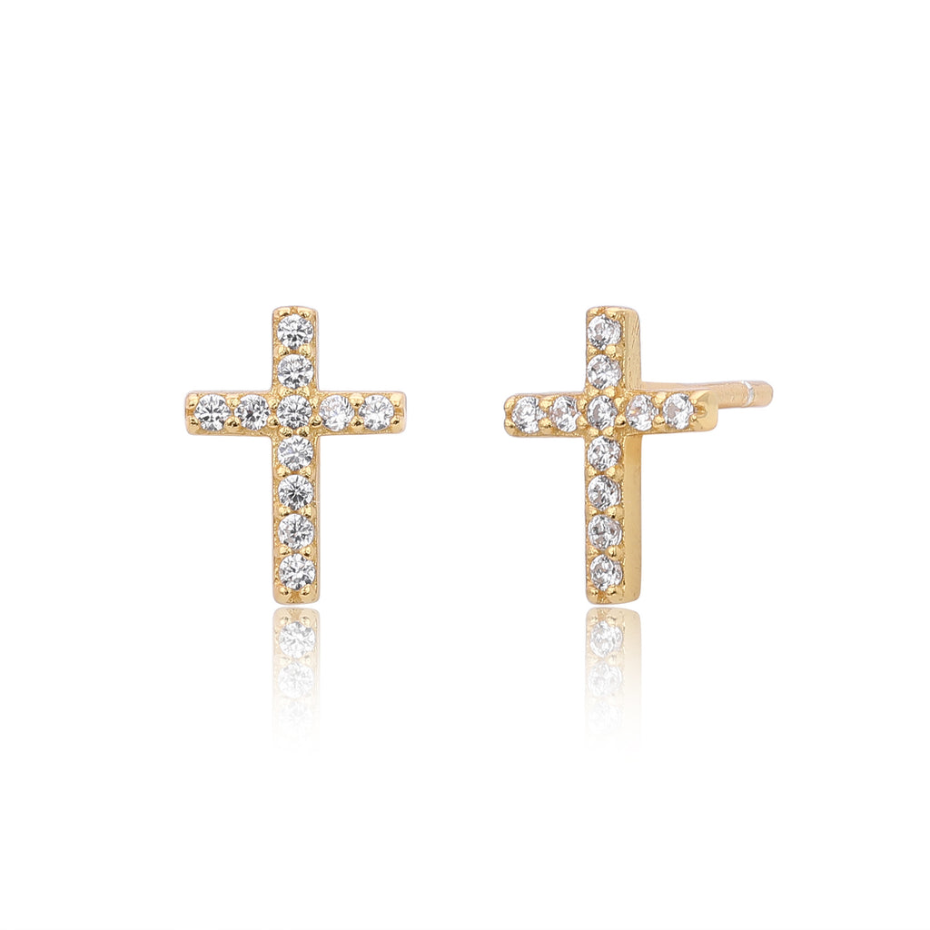 Damen Ohrringe mit elegantem Kreuzdesign aus hochwertigem 925 Sterlingsilber und funkelnden Zirkonen Shop Nory