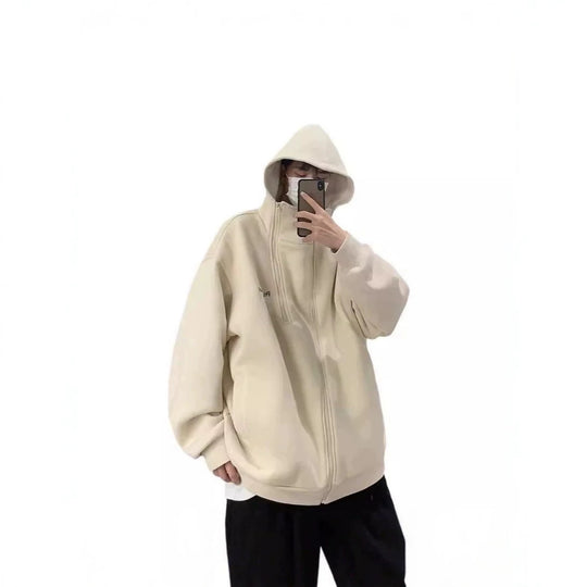 Unisex Oversized Fleecejacke mit hohen Kragen und Reißverschluss Shop Nory