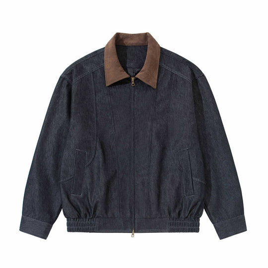 Herren Boxy-Denim-Blousonjacke mit Wildlederkragen und elastischem Saum Shop Nory