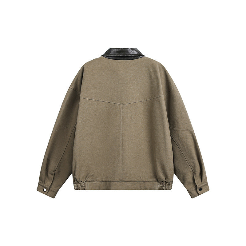 Herren Oversize Harrington-Jacke mit Kunstlederkragen, aufgesetzten Klappentaschen und elastischem Saum Shop Nory