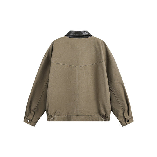 Herren Oversize Harrington-Jacke mit Kunstlederkragen, aufgesetzten Klappentaschen und elastischem Saum Shop Nory