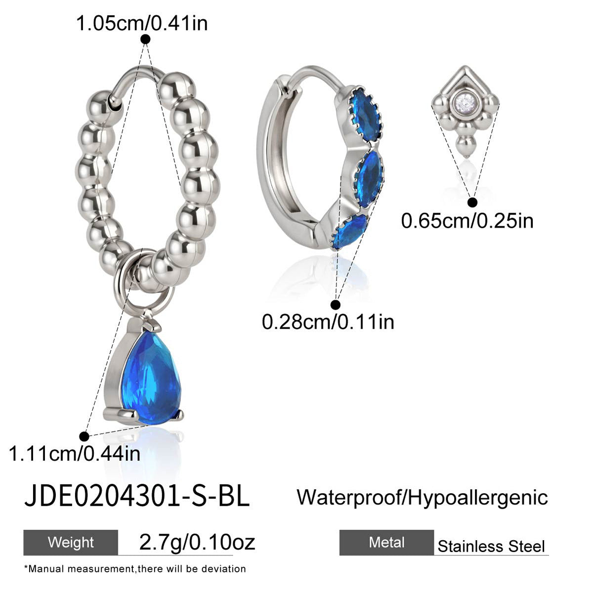Damen Ohrhänger mit glitzernden Zirkonia und goldfarbener Edelstahlverarbeitung Shop Nory